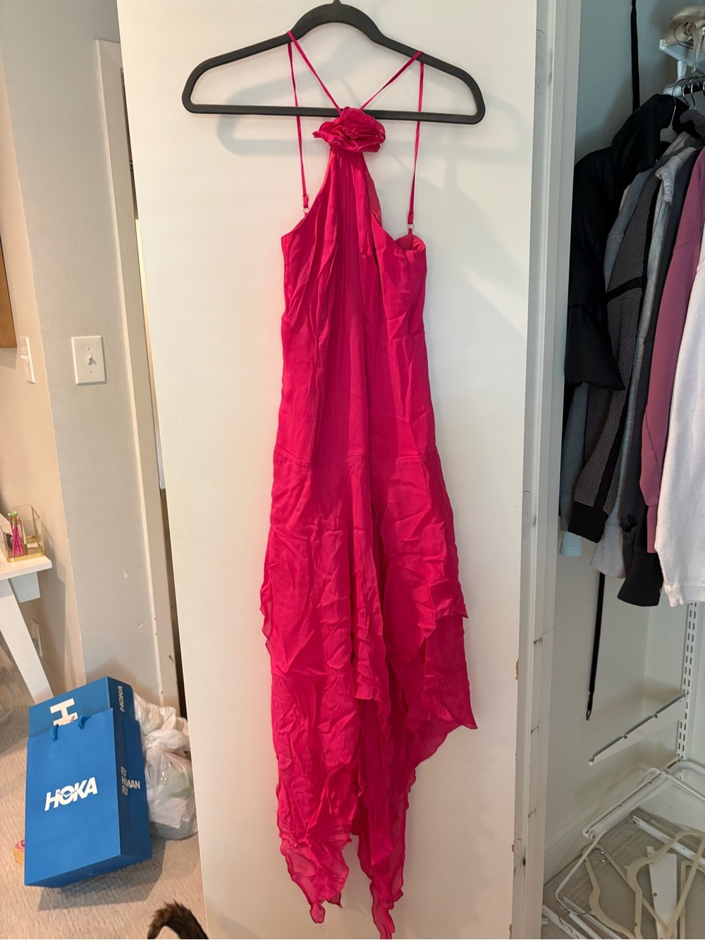 Lovers + Friends Hot Pink Halter High-Low Maxi Dress